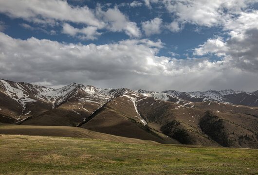 Landscape Kazachstan, Assi, mountain, trees, snow, clubs, green, alps, peak,