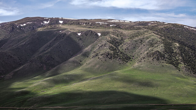 Landscape Kazachstan, Assi, mountain, trees, snow, clubs, green, alps, peak,