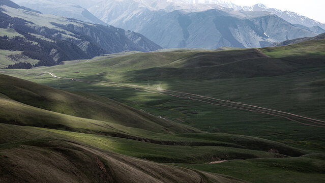 Landscape Kazachstan, Assi, mountain, trees, snow, clubs, green, alps, peak,