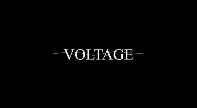 Voltage electric power energy concept text animation on black animation
