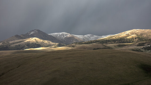 Landscape Kazachstan, Assi, mountain, trees, snow, clubs, green, alps, peak,