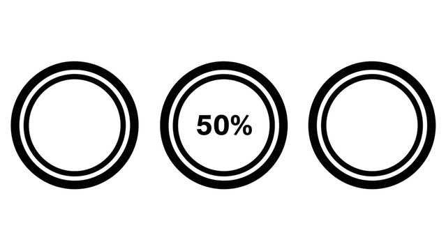 Circular loading and progress bar icons in line style with progress indicator download percentage circular interface completion measurement minimalist software development performance