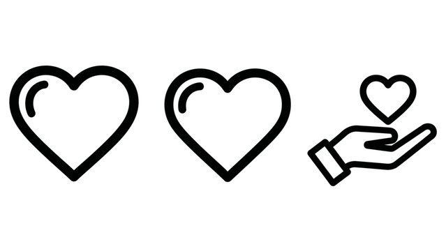 Line art heart symbols set including love emotion and giving care concept with kindness affection benevolence donation abstract iconography affectionate devotion humanity symbolism