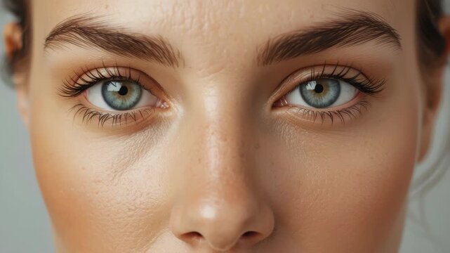 Blue eye close up portrait natural skin skin texture eyebrow serene soft gaze close up female face