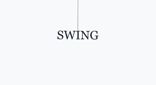 Swing text animation hanging from a string minimalist motion animation