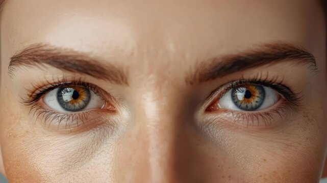 Closed eye close up portrait of female with natural skin texture long eyelash serene eyebrow