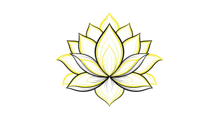 Fototapeta premium Yellow Lotus Flower Drawing, Zen Symbol, Spiritual Meditation, Yoga Icon, Clean Design
