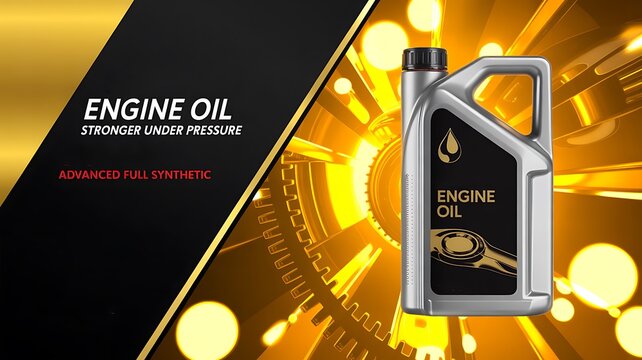 Engine Oil Pressure Advertisement With Golden Lubricant Concept