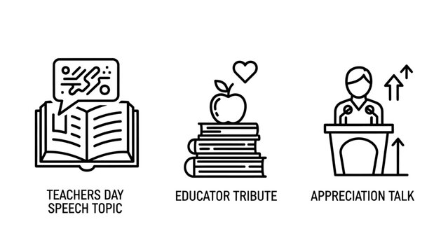Education icons: teacher appreciation educator tribute appreciation talk with education appreciation presentation knowledge learning professor honoring recognition celebration conference