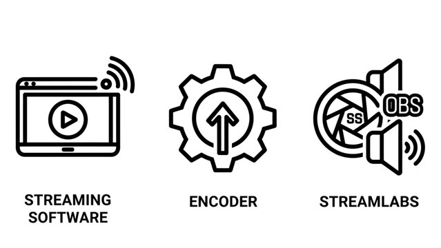 Streaming software encoder streamlabs icons with streaming software streamlabs broadcast technology illustration collection internet transmission computer application creation communicatio