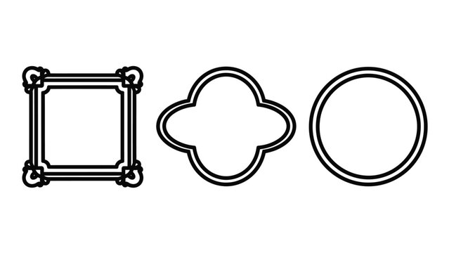Simple outlined geometric shapes including square frame quatrefoil circle vector icons design element line art deco quatrefoil geometric illustration abstract decorative template