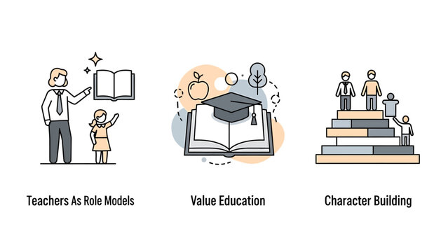 Educational concepts featuring teacher as role model value education character building education learning character building development knowledge mentoring classroom academic instruction