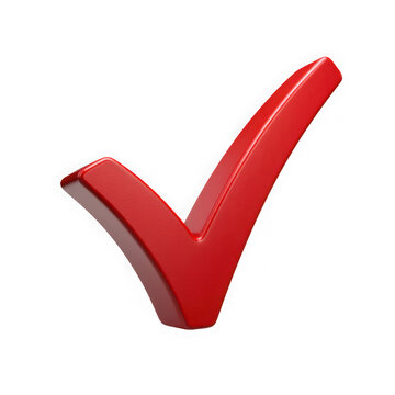 3d red checkmark icon isolated on white background