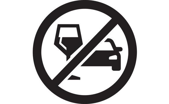 No alcohol alcohol prohibition sign with wine glass icon and crossed-out symbol for driving or safety awareness