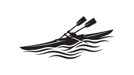 Rowing boat oar logo icon with bold black lines and stylized water waves for sports and pro branding © Farjana