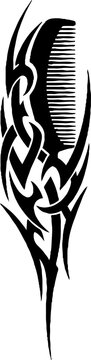 Tribal Hair Comb Design for Barbershop or Tattoo