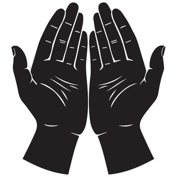 Praying hands silhouette open palms with silhouette