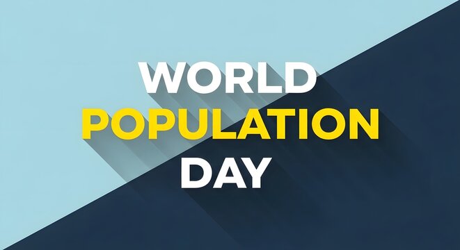 World population day typography design with long shadow effect