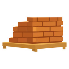 Obraz premium Brick Blocks Stacked On Wooden Pallet For Building Material In Flat Vector Illustration