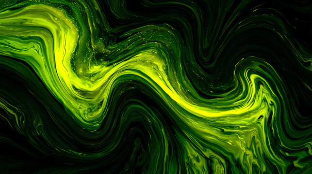 Toxic neon acid flow with lime green liquid currents and cyberpunk abstract energy