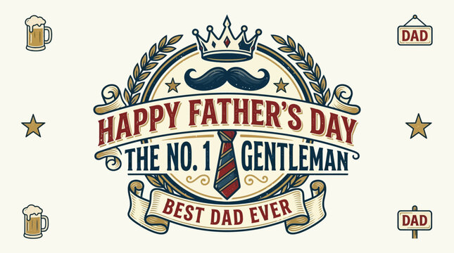 Fathers Day Beer and Crown Icon.