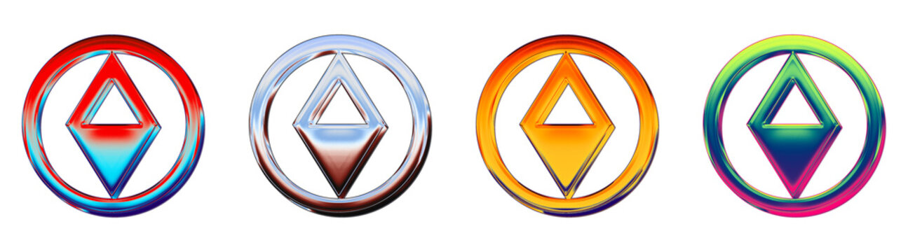 3D glass icon set - compass south. Gps & navigation icon collection and design. 3D illustration on transparent background. Vibrant colors and soft shadows.