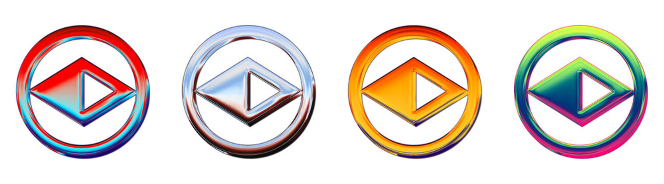 3D chrome icon set - compass west. Gps & navigation icon collection and design. 3D illustration on transparent background. Modern minimal illustration style.