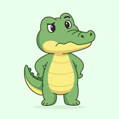 Fototapeta premium Grumpy Little Alligator Character with Annoyed Expression