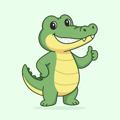 Fototapeta premium Friendly Crocodile Mascot Character Giving Thumbs Up Sign