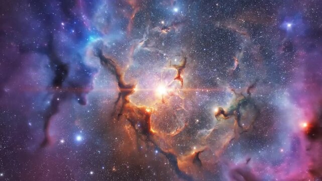 Cosmic nebula illuminated by starlight in a deep space environment