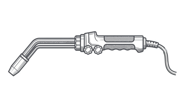 Industrial Gas Welding Torch Engraved Line Art Illustration