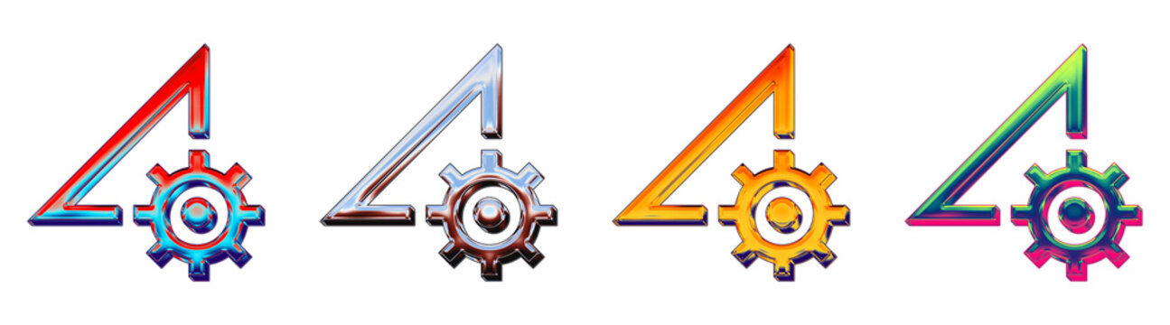3D rendered chrome icon pack featuring data setting. Database operations icon collection and design. Modern icon design. Stylized vector icon collection.