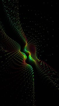 Abstract Digital Particle Profiles Forming Human Faces Seamless Loop Motion Background with Glowing Colorful Dots on Black Background
