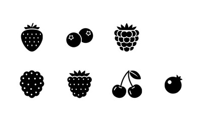 Silhouette berry icon set vector illustration in simple black style isolated on white background © Mst.Razia