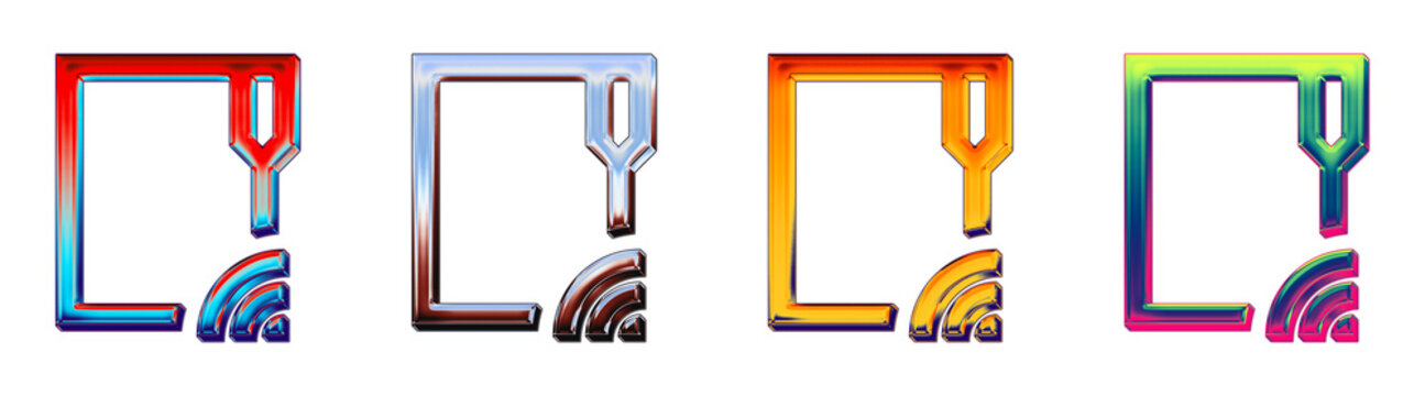Crystal style 3D icons of ftp on transparent background. Data exchange icon collection and design. Vibrant illustration. Stylized vector icon collection.