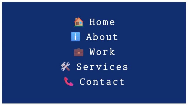 Website Navigation Menu Icons Home About Work Services Contact