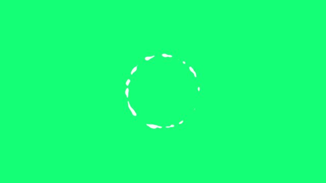 Hand drawn white cartoon FX smoke burst explosion animation on transparent green background. 2d circle burst Flash smoke explosion elements motion graphics effects with alpha channel