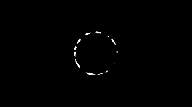 Hand drawn white cartoon FX smoke burst explosion animation on transparent black background. 2d circle burst Flash smoke explosion elements motion graphics effects with alpha channel
