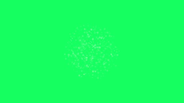 Animated glitter sparkle shine stars trail burst particle dust on a transparent green background. Twinkling magic line twinkle stars starlight, fairy dust glittering seamless loop with alpha channel