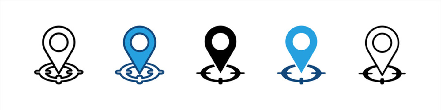 Positioning icon set multiple style collection