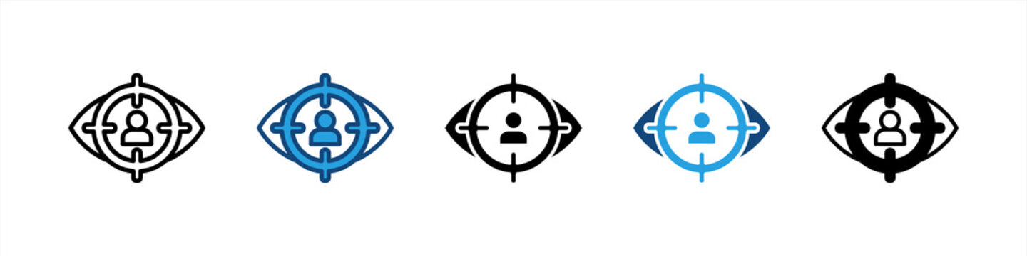 Target Audience icon set multiple style collection