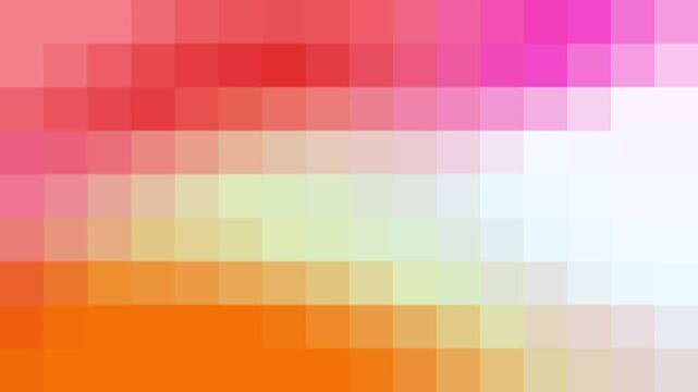 Abstract blurred background with soft gradient of orange, red, and pink colors in a pixelated mosaic style