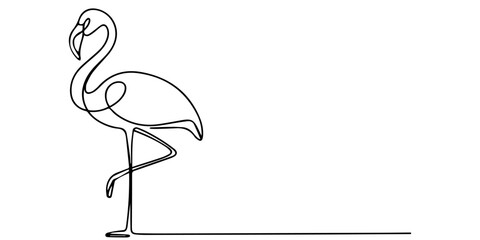 flamingo continuous one line drawing, Minimalist flamingo one line drawing elegant black and white continuous line art, Flamingo vector illustration of continuous one line drawing. Minimalist line  © Line sA
