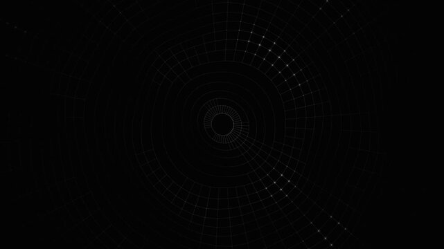 Abstract digital circular grid background with glowing nodes and lines