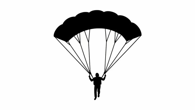 Freedom life style Parachute, skydiving, adventure, thrill, black silhouette, vector icon Vactor EPS