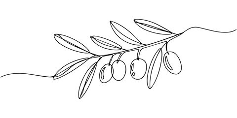 olive branch continuous one line drawing, Olive branch. Modern single line art drawing. Continuous line drawing. Outline draw design. one line Icon drawing, Olive Branch Continuous One Line Drawing © Line sA