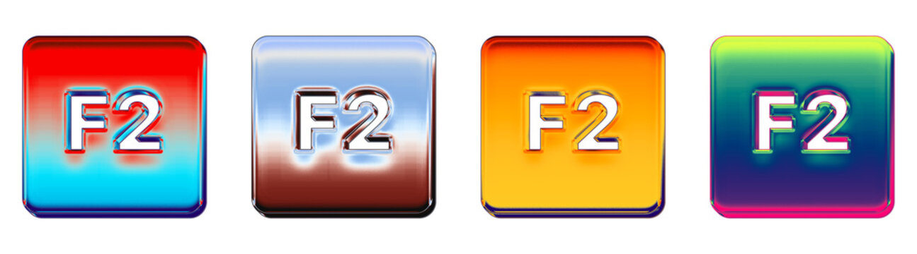 Modern 3D plastic icon collection - f2 key. Keyboard keys icon collection and design. Premium rendered design. Vibrant colors and soft shadows. Modern minimal illustration style.