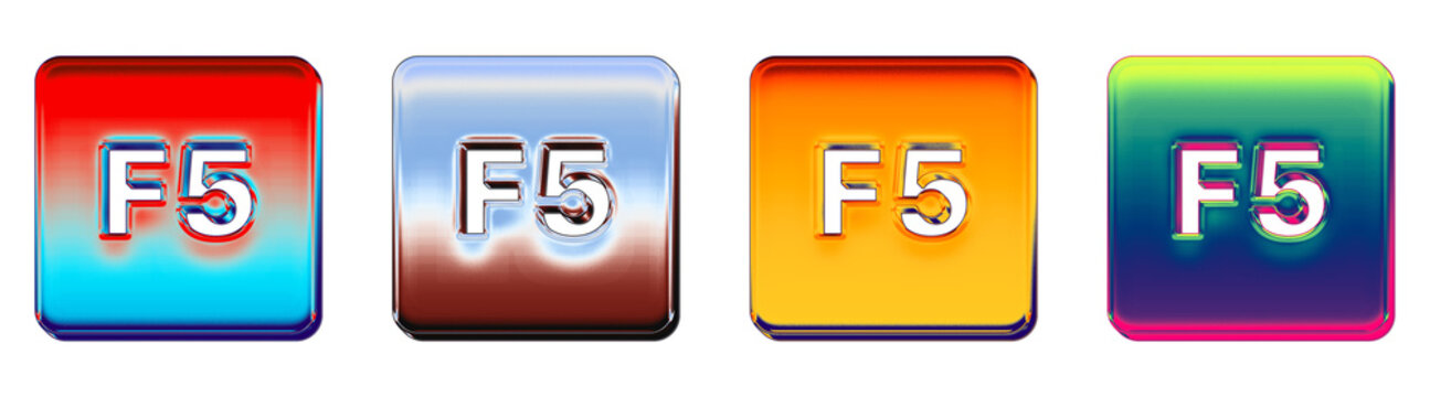3D glossy icon set - f5 key. Keyboard keys icon collection and design. 3D illustration on transparent background. Premium quality render design. High resolution 3D artwork.