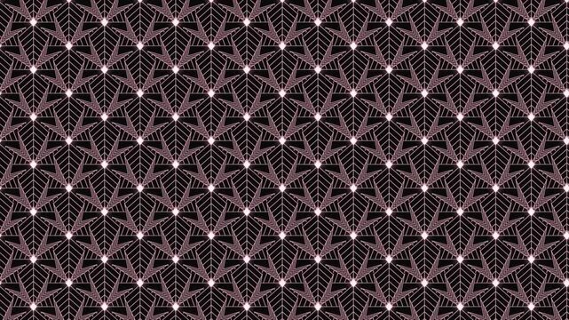 Art deco geometric seamless pattern with rose gold lines on black background