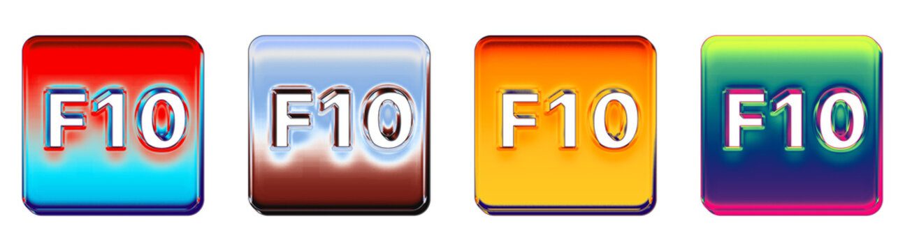 Modern 3D isometric icon collection - f10 key. Keyboard keys icon collection and design. Premium rendered design. High resolution 3D artwork. Vibrant colors and soft shadows.